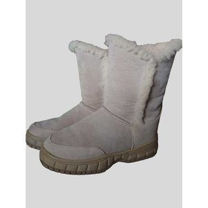 Aussie Dog Shoes Aussie Dogs Thick Chunk Light Tan Suede Fuzzy